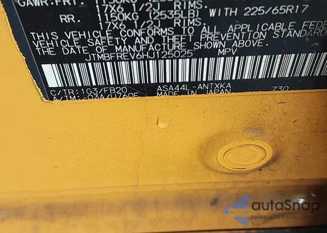 2017 Toyota Rav4 Le из США, поврежденный, VIN JTMBFREV6HJ125025